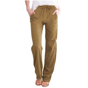 Women's Plus Size Cotton <b>Pants</b>-Soft Lightweight Linen Trousers Drawstring Long <b>Pants</b> Pockets Loose <b>Loungewear</b> Bottoms Casual - Product Image 5