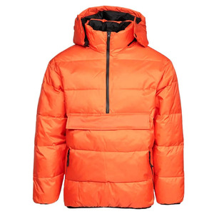 Chaqueta acolchada ultraligera OEM para hombre con capucha desmontable, media cremallera, cuello alto, temporada de invierno, patrón de letras - Product Image 1