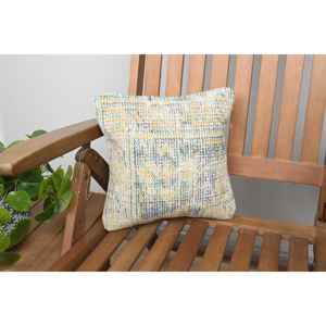 Premium Luxury 12x12 Inch Yellow Wool Kantha Patchwork <b>Pillow</b> Woven Vintage Floral Embroidered Decorative <b>Cushion</b> for Floor Use - Product Image 1