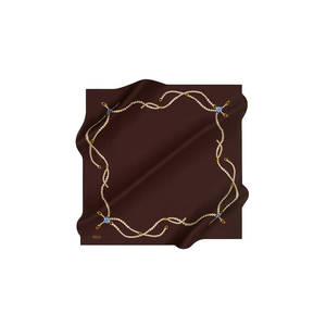 Brown Silk Crepe Satin <b>Square</b> <b>Scarf</b> with Chain Pattern - Product Image 1