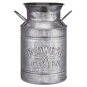 กระถางดอกไม้พร้อมที่จับกระป๋องนมสีเขียวสำหรับตกแต่งบ้านและสวนทำด้วยมือทำจากเหล็กชุบสังกะสีขนาดใหญ่ - Product Image 3