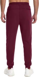 Pantalon de survêtement droit en toile 100 % coton délavé foncé pour homme, léger et décontracté, avec poches zippées, idéal pour l'entraînement - Product Image 4