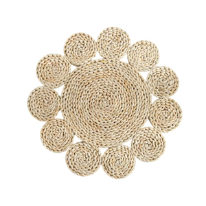 High Quality <b>Seagrass</b> <b>Placemat</b> Handpainted Eco-friendly Raffia Fringe Border Shape Design Parties Special Occasions Vecraft - Product Image 4