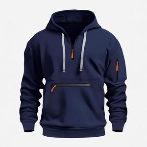 Otoño Invierno Hombres Sudadera con capucha Poliéster Multi-Zip Brazo Bolsillos Ocio Deportes Patrón sólido Cuello con capucha Suelto - Product Image 2