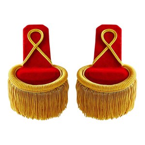 Épaulettes de l'Armée de l'Étranger Française, personnalisées, de haute qualité, brodées, en tissu toile, à coudre, avec franges en cordon rouge et aimant - Product Image 4