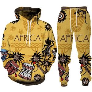 Conjunto Deportivo de Invierno para Hombre y Mujer, Sudadera con Capucha + Pantalones, 2 Piezas, Estilo Étnico Dashiki, Informal, Sudadera con Estampado Africano en 3D - Product Image 6