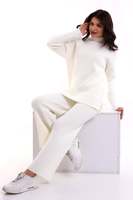 Conjunto de Dos Piezas de Punto para Mujer, Suéter de Cuello Alto y Pantalones, Textura Suave, 100% Acrílico, Alta Calidad