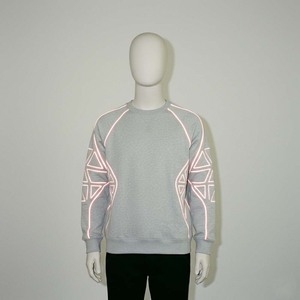 เสื้อสเวตเชิ้ตผู้ชายสีเทา แต่งแถบสะท้อนแสง 3M ผ้าฝ้าย 100% สำหรับฤดูหนาว สไตล์สตรีทแวร์ คอกลม แขนยาว สะท้อนแสงในเวลากลางคืน - Product Image 1