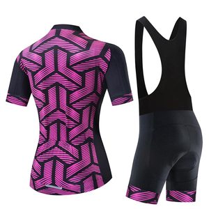 Conjunto de Jersey de Ciclismo para Mujer, Negro y Blanco con Estampado Geométrico, Manga Corta, con Culotte Acolchado - Product Image 4