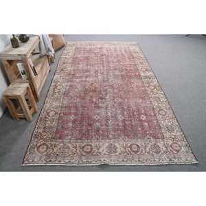 พรมตุรกีขนาดใหญ่ 5x9.3 ฟุต พรมวินเทจ พรมขนสัตว์สีแดงไล่เฉด - Product Image 1