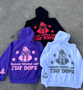 Ropa de calle Essentials sudaderas con estampado de espuma personalizado BOXY Fit de gran tamaño Unisex Zip Up sudaderas Puff Print Hoodie - Product Image 3