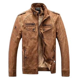 Men's bomber polyurethane jacket motorcycle windproof <b>waterproof</b> <b>warm</b> plus size casual fitness long sleeve zipper black - Product Image 1