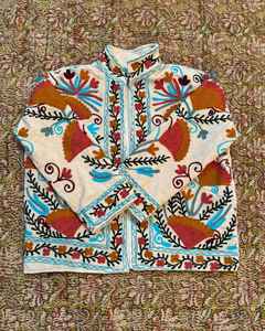 Veste brodée en velours de coton couleur verte nouveauté veste courte en velours manteau vêtements d'hiver - Product Image 3