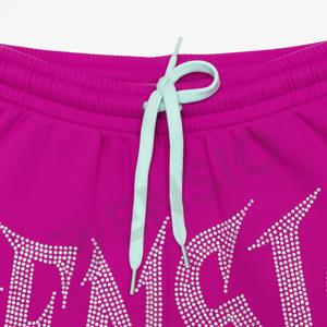 Short imprimé gothique avec strass personnalisé unisexe surdimensionné 100% coton été coupe ample haut Streetwear Style Shorts pour homme - Product Image 3