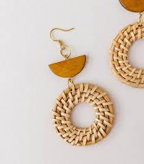 Boucles d'oreilles en rotin écologique pour femmes du Vietnam-Naturel, facile à utiliser pour la décoration et les bijoux, prix de gros, Offre Spéciale 2024 - Product Image 4