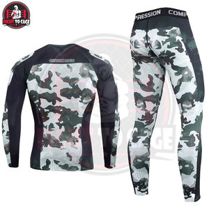 Wholesale Rate New Trendy <b>Men's</b> Quick Dry Full Sleeve <b>Stretchy</b> Fitness Top Bottom Lightweight 2-Piece Printed Rash Guard - Product Image 2