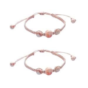 Pulsera de piedra de invierno rosa Beige para mujer, cordón ajustable, cuentas naturales suaves, joyería para atuendo informal elegante - Product Image 2