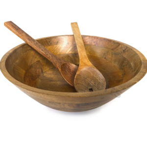 Eco-Friendly Classic <b>Salad</b> Bowl with <b>Server</b> Set <b>Wooden</b> Bowl and Spoon Set of 3 - Product Image 1