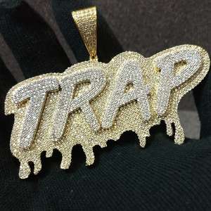 Pendentif en diamant Moissanite VVS coupe ronde avec cadeau d'anniversaire pour hommes Style Hip Hop en argent sterling 925 - Product Image 1