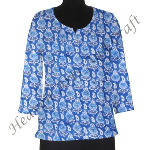 Bông Tay Khối <span class=keywords><strong>In</strong></span> Phụ Nữ Áo Váy Ấn Độ Áo Sơ Mi Top Áo Từ Tại Bán Buôn Giá Từ <span class=keywords><strong>Jaipur</strong></span> - Product Image 1