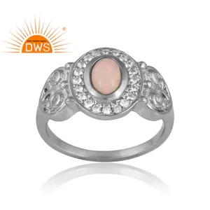 แหวนโอปอลและบุษราคัมสีขาวจากเอธิโอเปียธรรมชาติชุบด้วยเงินแพลเลเดียม925ดีไซน์ใหม่สำหรับผู้หญิงผู้ผลิตเครื่องประดับแบบกำหนดเอง - Product Image 1