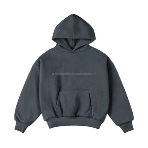 Sweat-shirts à capuche personnalisés 400 g/m², 100 % coton, lourds, surdimensionnés, courts, pour hommes - Product Image 2
