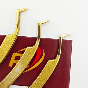 Pinzas de extensión de pestañas de precisión para Artista de pestañas, acero inoxidable, Color dorado, volumen de arranque de 45 grados, pinzas en forma de L - Product Image 6