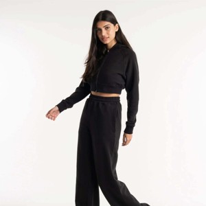 Sudadera con capucha y cremallera de un cuarto, en stock, para gimnasio, ropa deportiva, top corto para mujer, diseño personalizado - Product Image 1