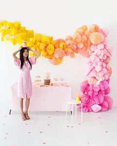 Ombre Honeycomb Flower Balls Party Decoration Paper Flower Balls Tissue Paper Pom Poms Arch For Birthday Wedding Home Decor