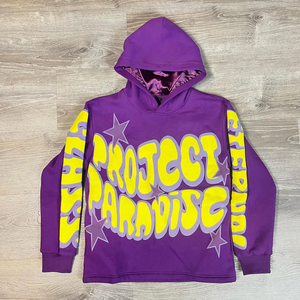 Fabricante OEM personalizado Puff Print No Hem Crop Hoodie para hombres Heavyweight Cotton Streetwear Hip Hop Hoodie Satin Lined Hoodi - Product Image 3