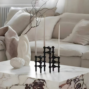 Bàn cà phê bằng đá trắng hiện đại gồm ba Thiết kế khối hình chữ nhật và hình vuông cho phòng khách hiện đại - Product Image 3