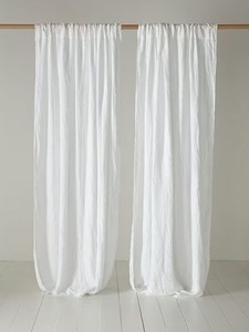Blanc pur beau décor à la maison chambre salon voilages 100% coton lavé rideaux de fenêtre rideaux de douche - Product Image 4