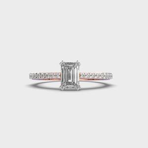 Bague de fiançailles romantique spéciale Journée de la Femme en or 18 carats avec diamant de laboratoire taille émeraude de 1,20 carat, élégante bague de mariage - Product Image 1