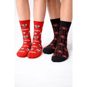 <b>Valentine's</b> Day <b>Gift</b> Idea Special Design Boxed Unisex Sock <b>Set</b> Romantic Patterned Socks (Pack 2) Breathable One Fits All Bottom - Product Image 2