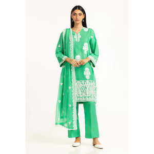 Traje Casual de Verano Bordado en Verde para Mujer - Product Image 4