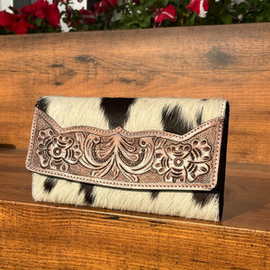 Nuevo elegante estilo occidental pelo en ocultar Piel de cuero embrague mujeres diseñado monedero Venta caliente cuero con cremallera billetera - Product Image 2