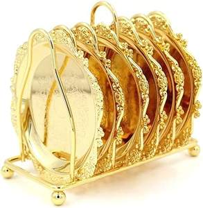 Placa de carga de Metal de estilo lujoso para servir comida, placa de carga de diseño con acabado dorado con borde decorativo para uso doméstico y Hotel - Product Image 1