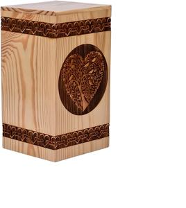 โกศไม้รูปหัวใจสลักลายตามสั่งสำหรับใส่เถ้ากระดูกมนุษย์ ทำจากไม้ชีชัม - Product Image 1