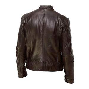 Venta al por mayor chaquetas de cuero con logotipo personalizado para hombres y mujeres prendas de vestir exteriores de moda precio razonable chaqueta de moto de cuero genuino para hombres - Product Image 3