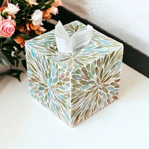 Premium Square Wood and Mother of Pearl Tissue <b>Paper</b> Holder Classic MOP Work Napkin <b>Box</b> Table Top Home Decor by AALIYAN IMPEX - Product Image 5