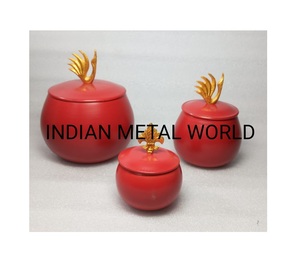 Juego de 3 tarros de frutas secas de metal, diseño antiguo, contenedor de frutas secas de alta calidad para mesa, tarro decorativo de frutas secas al mejor precio - Product Image 2