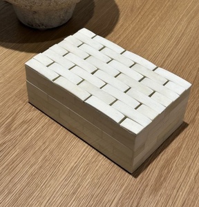 New Arrival Luxury White Rectangle Bone Inlay <b>Wooden</b> <b>Storage</b> <b>Box</b> Handmade Luxury Bamboo for Women's Necklace - Product Image 1