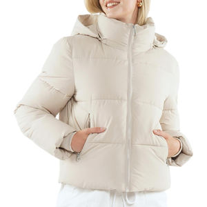 OEM Custom Logo Wholesale Hood Zipper Puffer <b>Jacket</b> Warm Thick <b>Zip</b> <b>up</b> Padded 100% Polyester Winter Padded <b>Jacket</b> For <b>Women</b> - Product Image 4