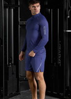 Shorts de sport Oxford bleus unis pour hommes, personnalisés OEM, respirants, écologiques, séchage rapide, coupe ajustée, pour l'extérieur