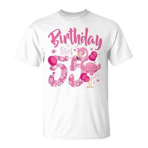 Customizable <b>Flamingo</b> Fan T-<b>Shirt</b> for 55th Birthday Compressed Feature Promotional Gift for 55-Year-Olds - Product Image 1
