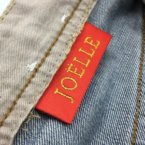 Logo de marque personnalisé ourlet du vêtement tissu damassé pli d'extrémité en polyester tissé pour les étiquettes de vêtements - Product Image 6