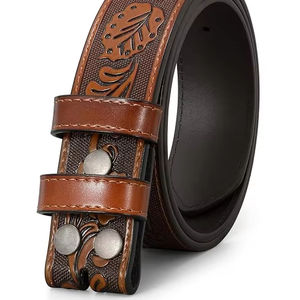 Ceinture en cuir véritable personnalisable de vente chaude Style occidental avec de l'acier pour la boucle disponible dans les tailles-cuir de Cowboy en gros - Product Image 1
