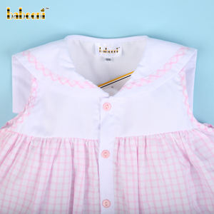 Wholesale Summer Kids Dress with 3D Bunny Applique Window Pane Design Short Sleeves OEM ODM Available! - Product Image 4