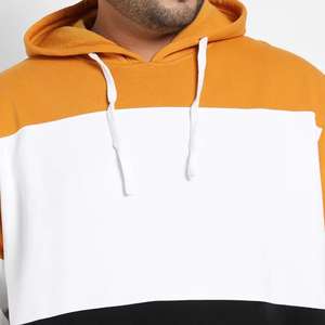 Hoddies fabricante personalizado Panel empalme bloque de Color desigual Patchwork grueso 500 GSM pulóver en blanco de gran tamaño - Product Image 4