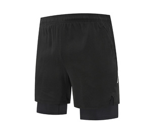 Short de sport décontracté deux couches pour hommes 2 en 1 Short de sport à séchage rapide Short de course uni de longueur moyenne avec logo personnalisé Expédition DDP - Product Image 5